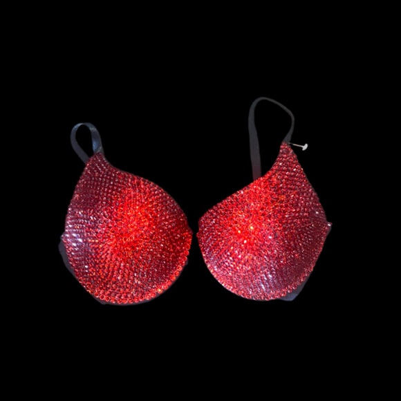 Crystal Rhinestone Classic Red Glam Bling Bra Top All Sizes New - Picture 3 of 11